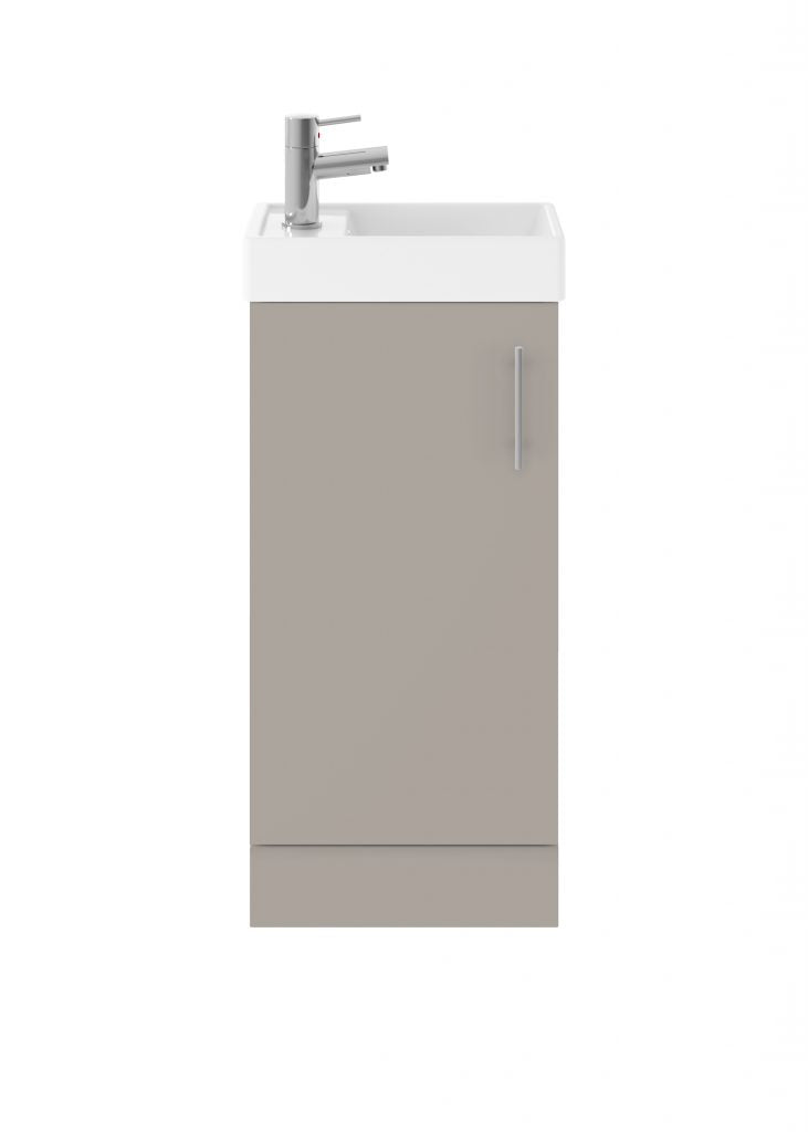 Minimalist Floor Standing Basin & Cabinet Matt Stone Grey 400mm