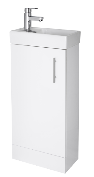 Minimalist Floor Standing Basin & Cabinet Gloss White 400mm