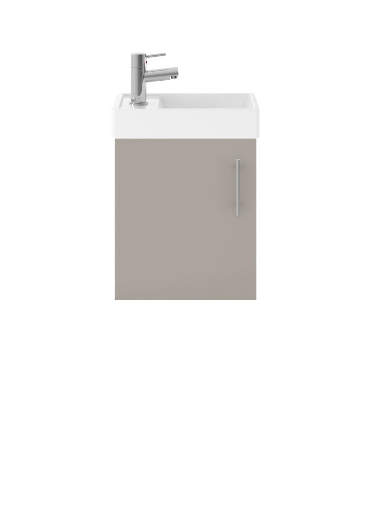 Minimalist Wall Hung Basin & Cabinet Matt Stone Grey 400mm